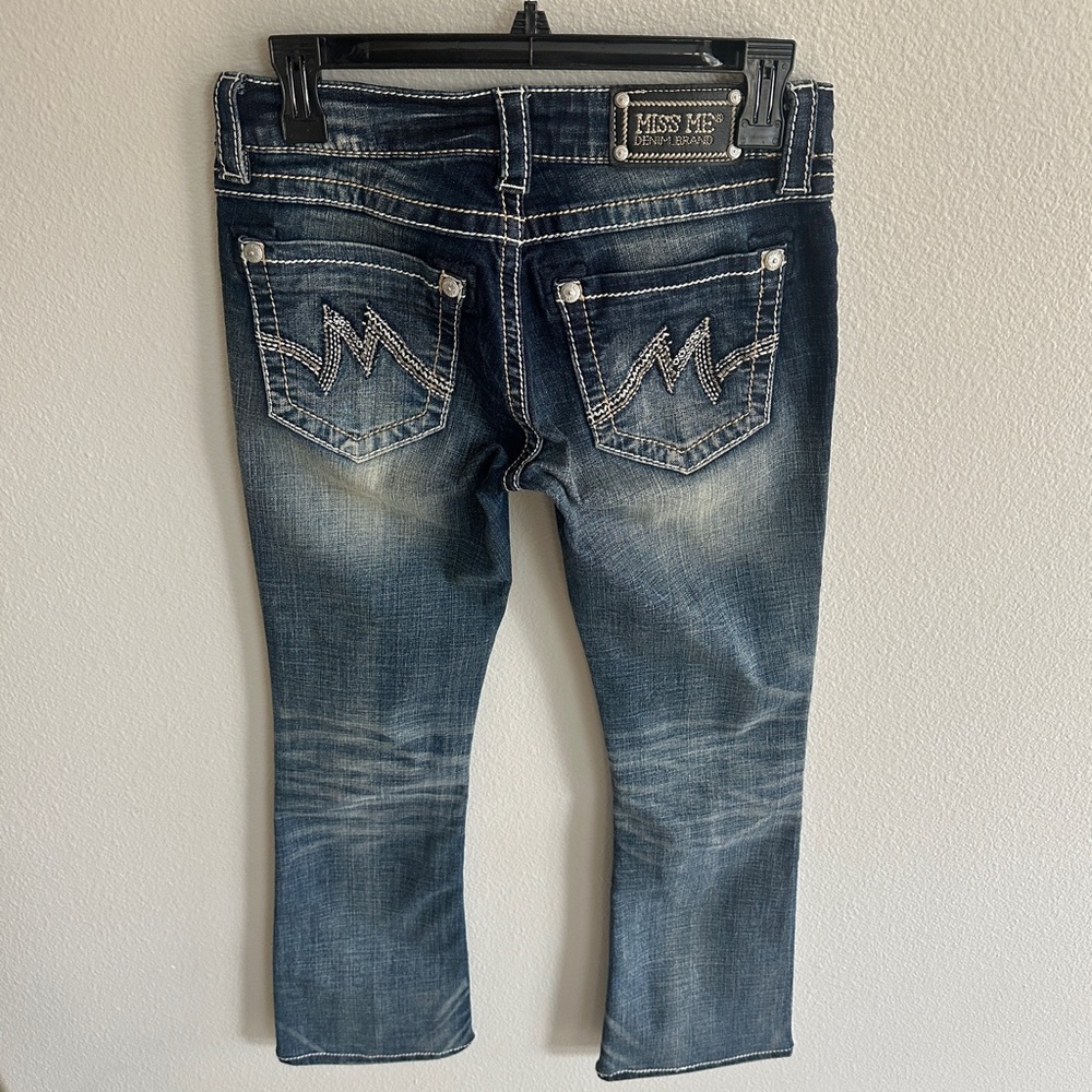 Miss Me Dark Wash Bootcut Jeans with Embroidery Stitching Women's 26